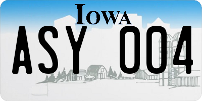 IA license plate ASY004