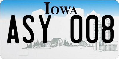 IA license plate ASY008