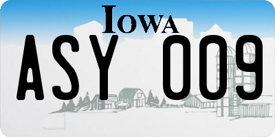 IA license plate ASY009