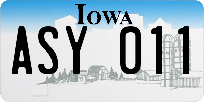 IA license plate ASY011