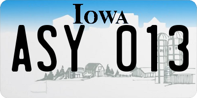 IA license plate ASY013