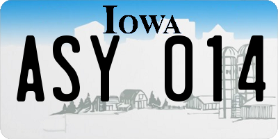 IA license plate ASY014