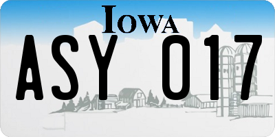 IA license plate ASY017
