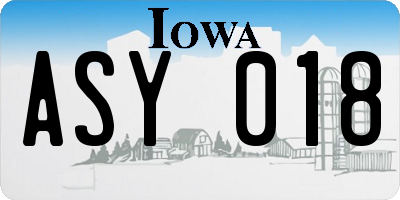IA license plate ASY018