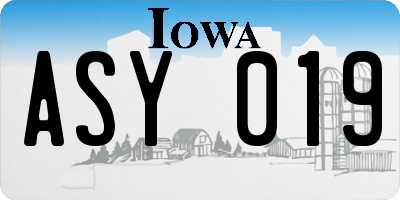 IA license plate ASY019