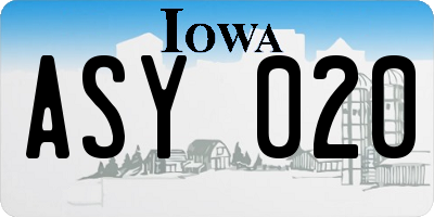 IA license plate ASY020