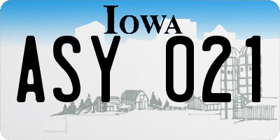 IA license plate ASY021