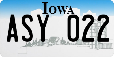 IA license plate ASY022