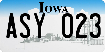 IA license plate ASY023