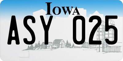 IA license plate ASY025