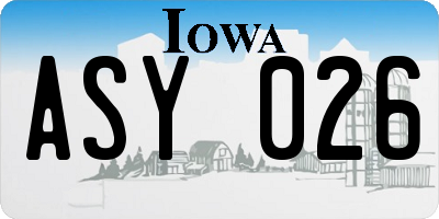 IA license plate ASY026