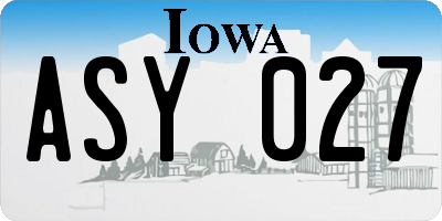 IA license plate ASY027