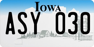 IA license plate ASY030