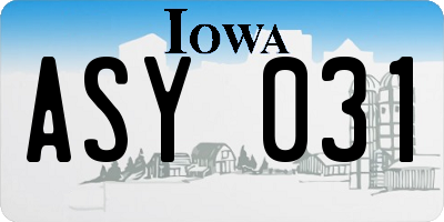 IA license plate ASY031