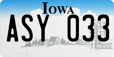 IA license plate ASY033
