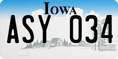 IA license plate ASY034