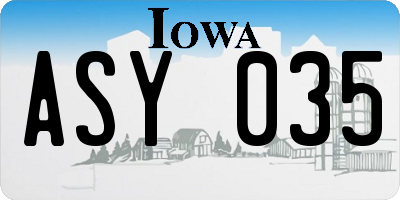 IA license plate ASY035