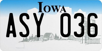 IA license plate ASY036