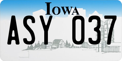 IA license plate ASY037