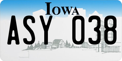 IA license plate ASY038