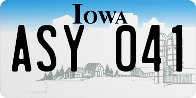 IA license plate ASY041