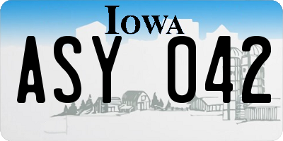 IA license plate ASY042