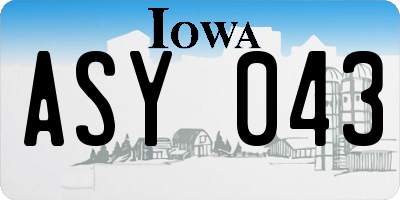 IA license plate ASY043
