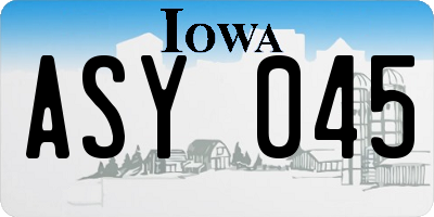 IA license plate ASY045