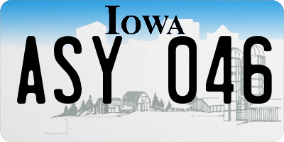 IA license plate ASY046