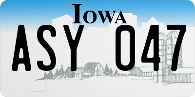 IA license plate ASY047