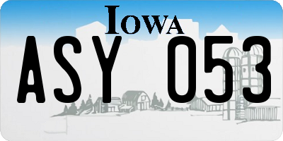 IA license plate ASY053