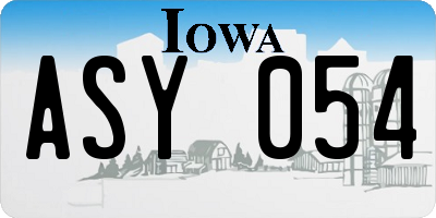 IA license plate ASY054