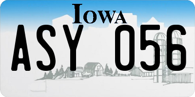 IA license plate ASY056