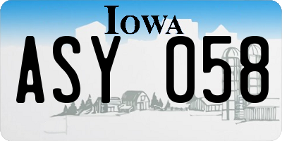 IA license plate ASY058