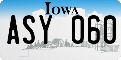 IA license plate ASY060