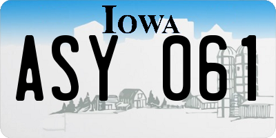 IA license plate ASY061