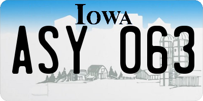 IA license plate ASY063