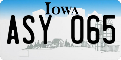 IA license plate ASY065