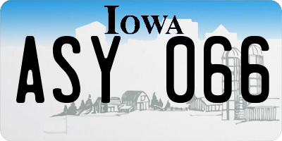 IA license plate ASY066