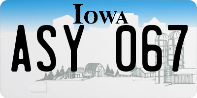 IA license plate ASY067