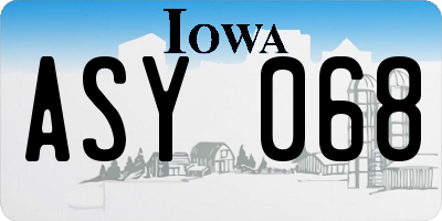 IA license plate ASY068