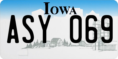 IA license plate ASY069