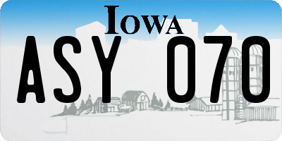 IA license plate ASY070