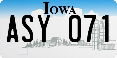 IA license plate ASY071