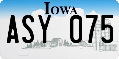 IA license plate ASY075