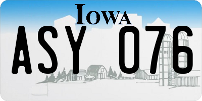 IA license plate ASY076