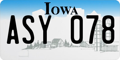 IA license plate ASY078