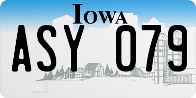 IA license plate ASY079