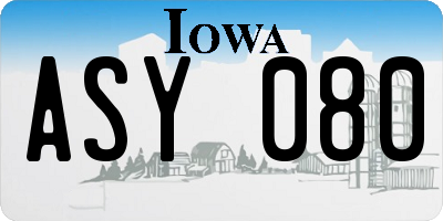 IA license plate ASY080