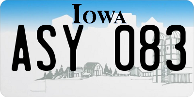 IA license plate ASY083